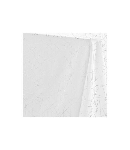 Nappe Antitache Imprimé Mikado 140x240cm Blanc & Argent