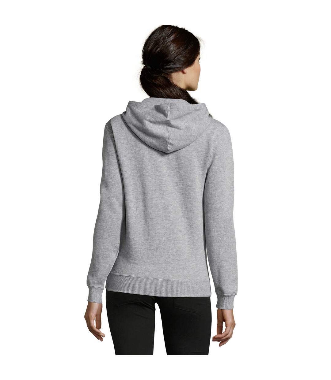 Womens/ladies Seven Full Zip Hoodie Grey Melange SOLS-2