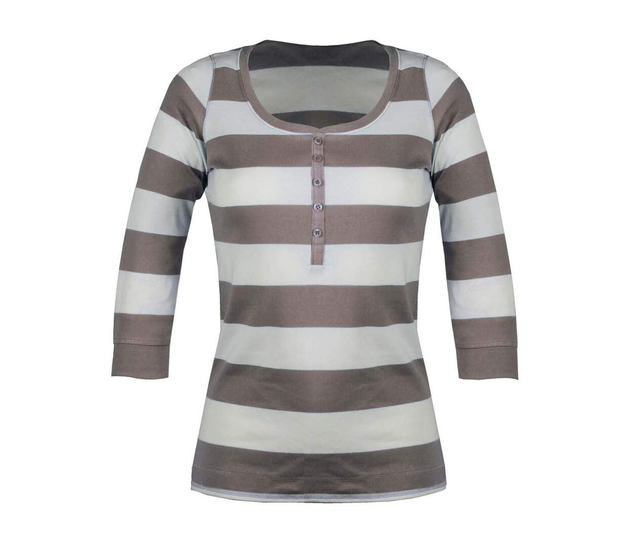 MAYFLOWER DOMINGO1 - Tee-shirt manches 3/4 beige en pur coton avec col boutonné-5