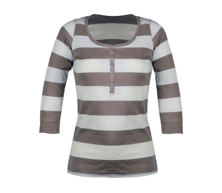 MAYFLOWER DOMINGO1 - Tee-shirt manches 3/4 beige en pur coton avec col boutonné