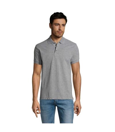 SOLs Mens Prime Pique Plain Short Sleeve Polo Shirt (Grey Marl) - UTPC493