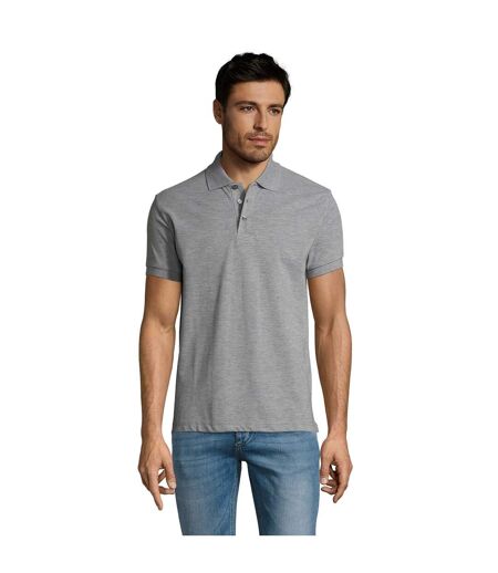 SOLs Mens Prime Pique Plain Short Sleeve Polo Shirt (Grey Marl)