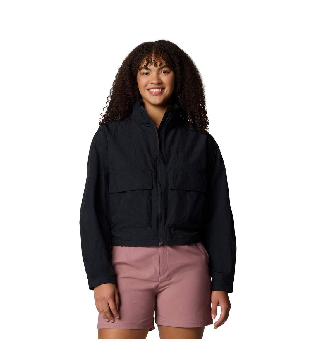 Womens/ladies Paracutie Plain Nylon Windbreaker Black Columbia-2