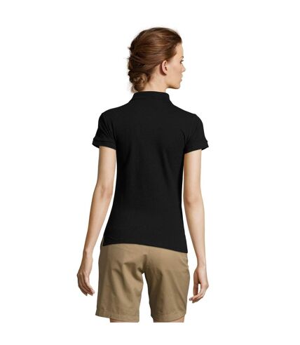 SOLS Womens/Ladies People Pique Short Sleeve Cotton Polo Shirt (Black) - UTPC319