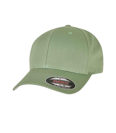 Mens flexfit fitted baseball cap dark leaf green Yupoong