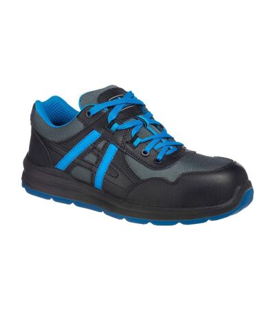 Unisex adult mersey leather safety trainers black/blue Portwest