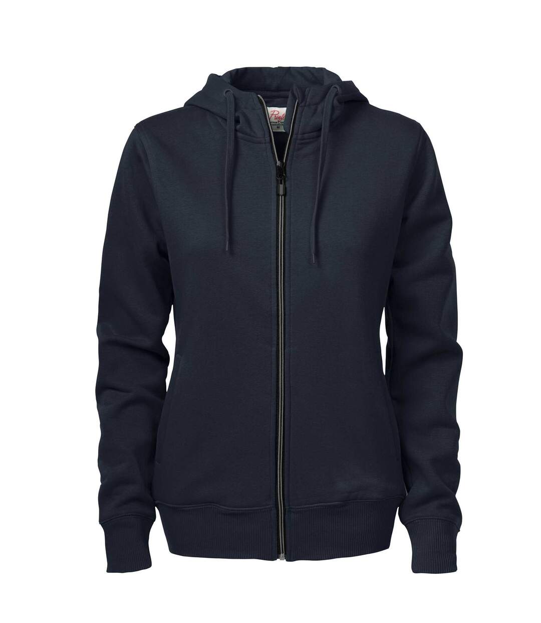 Womens/ladies Overhead Full Zip Hoodie Dark Navy Printer-1
