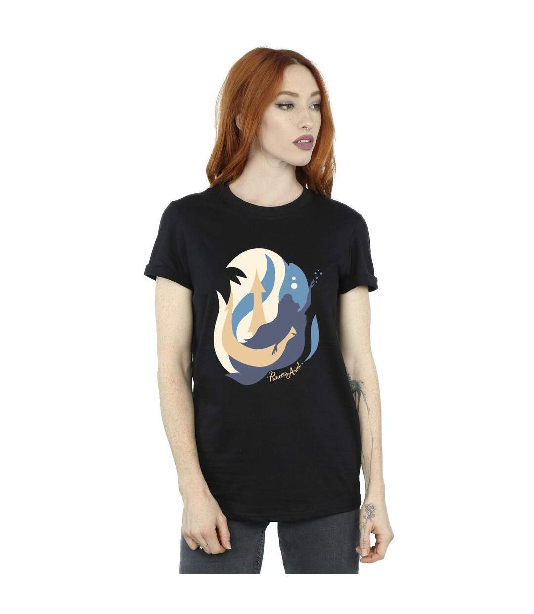 Disney T-shirt boyfriend en coton Femme/Ladies The Little Mermaid Colour Silhouettes (Noir) - UTBI30948-2