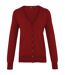 Premier Womens/Ladies Cotton Acrylic V Neck Cardigan (Burgundy) - UTPC6852