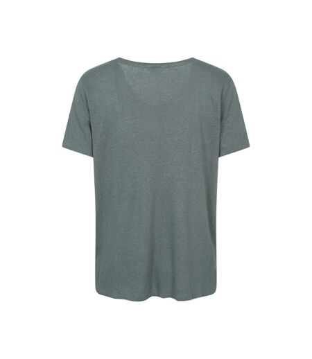 Womens/ladies Slub Linen Blend T-shirt Khaki Green Mountain Warehouse