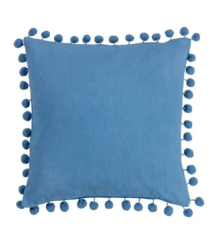Furn Dora Pom Pom Velvet Square Throw Pillow Cover (Sky Blue) (45cm x 45cm) - UTRV3101