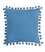 Dora pom pom velvet square cushion cover 45cm x 45cm sky blue Furn