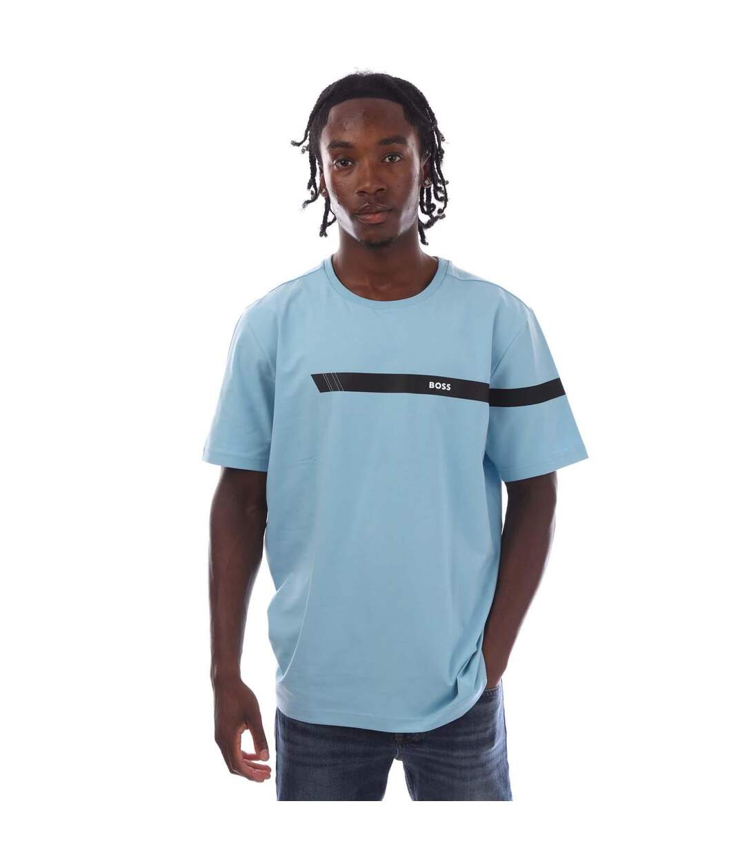 T-shirt Motif/style À Rayures Homme Bleu Boss-2