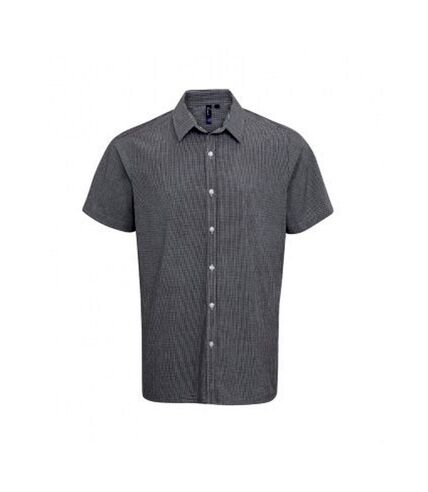 Premier Mens Gingham Short Sleeve Shirt (Black/White) - UTPC3100