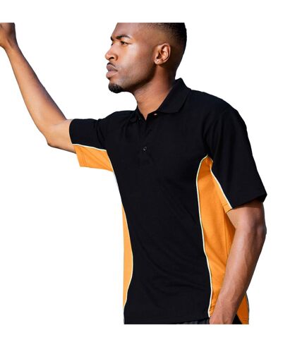 Gamegear® Mens Track Pique Short Sleeve Polo Shirt Top (Black/Orange/White) - UTBC412