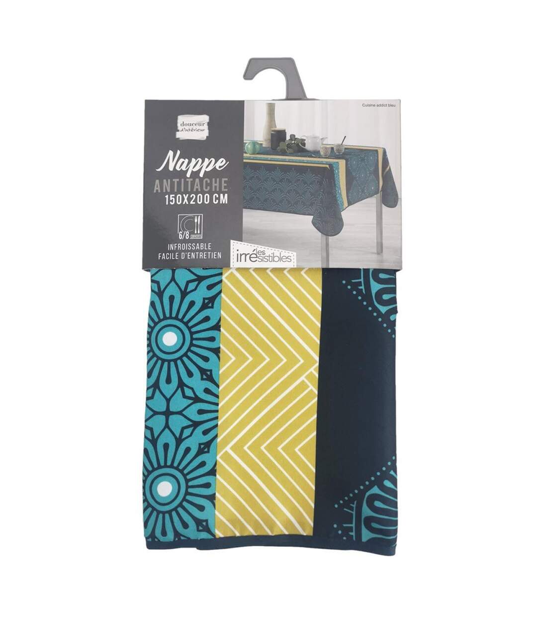 Nappe Antitache Cuisine Addict 150x200cm Bleu-2