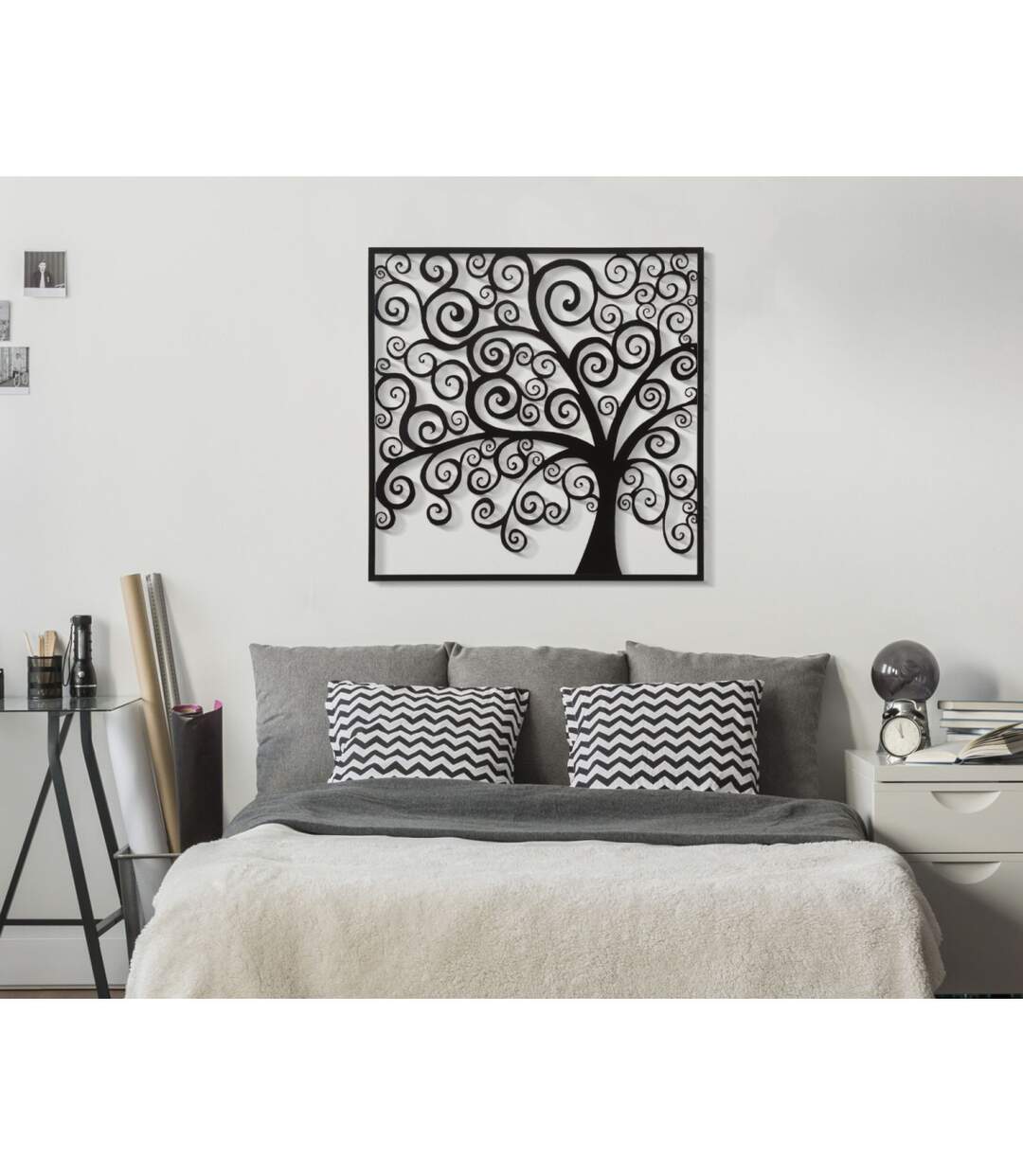 Décoration Murale Encadrée en Métal Three Plus 100cm Noir-5