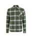 Mens Checked Flannel Full Zip Long-sleeved Shacket Khaki Green SoulCal-1