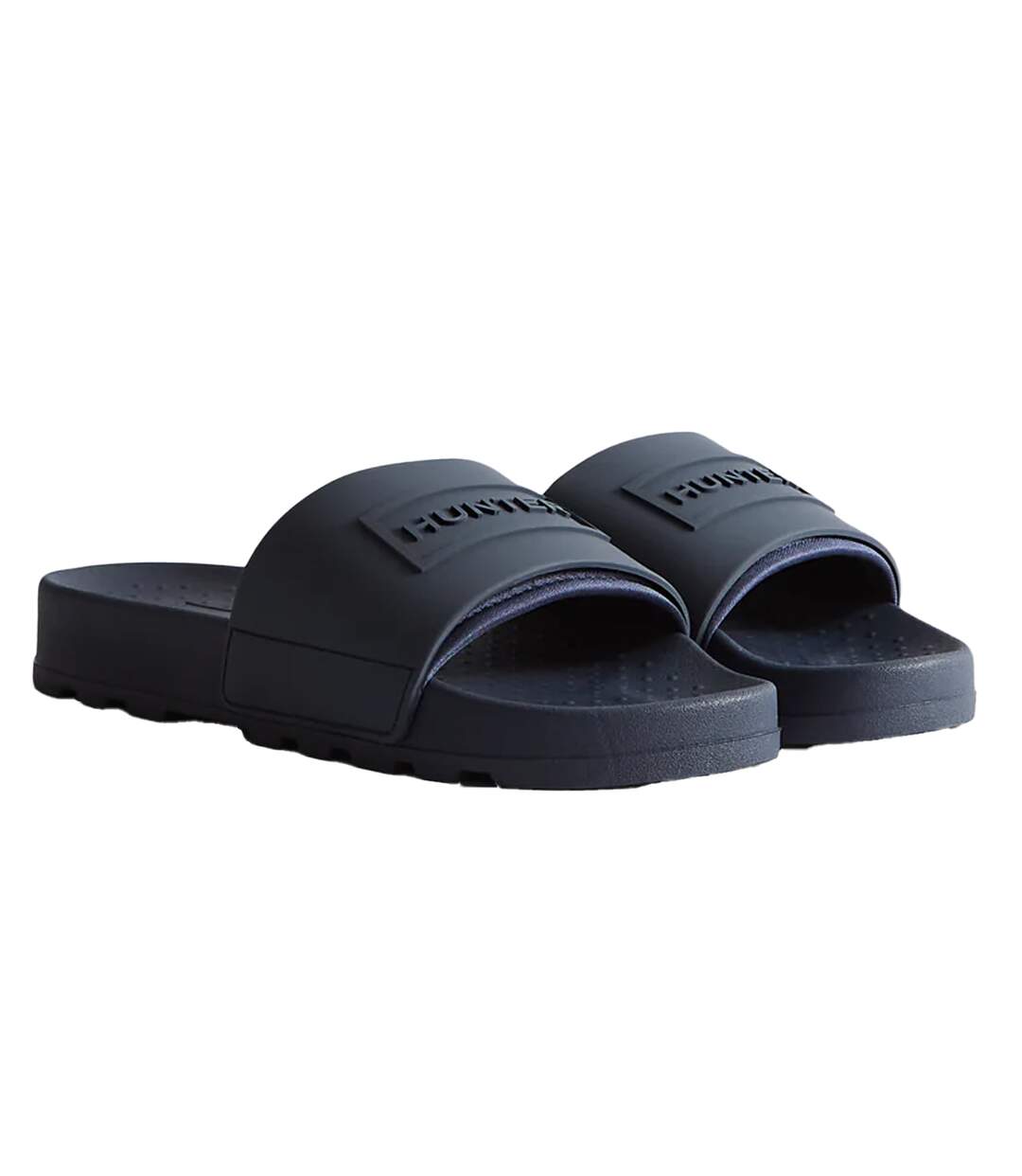 Womens/ladies core embossed sliders navy Hunter-4