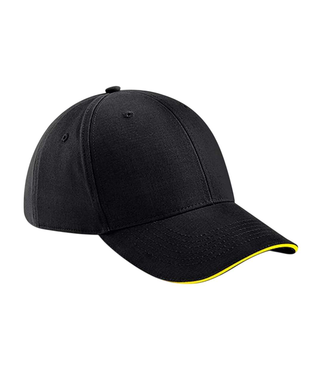 Casquette Motif/style 6 Panneaux Athleisure Noir Jaune Beechfield-1