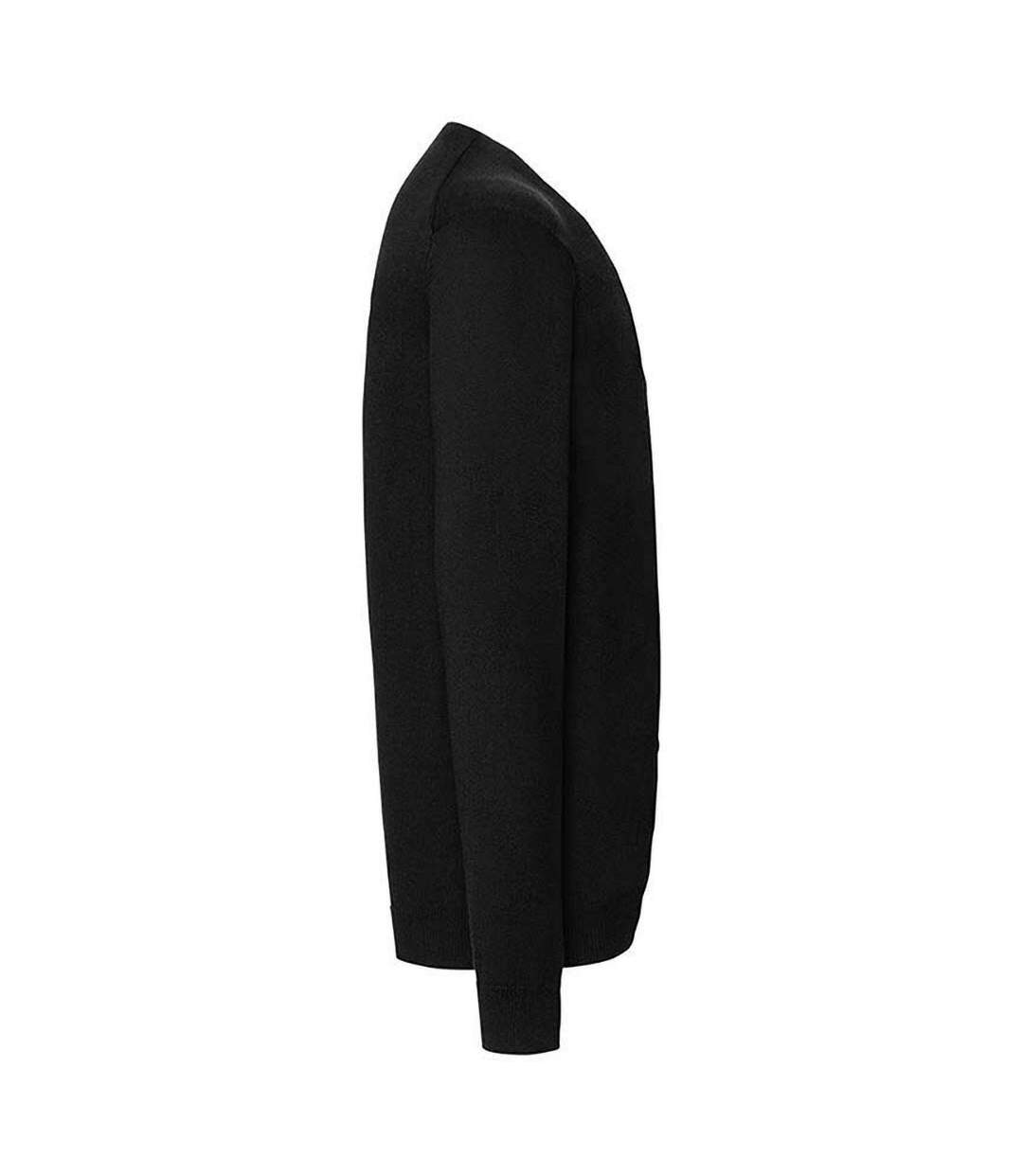 Russell Collection Mens V-neck Knitted Cardigan (Black)