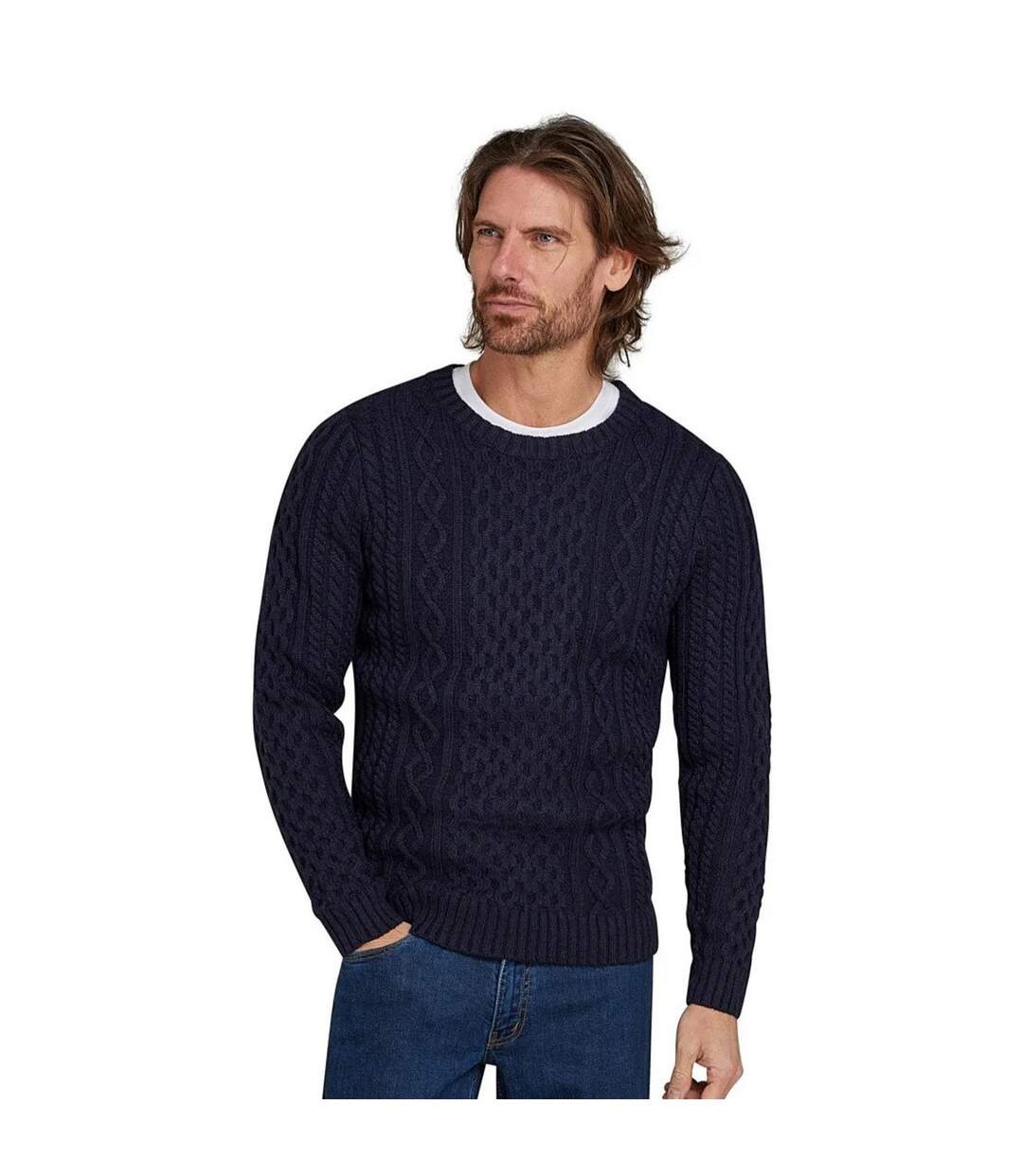 Pull homme bleu marine Raging Bull-3