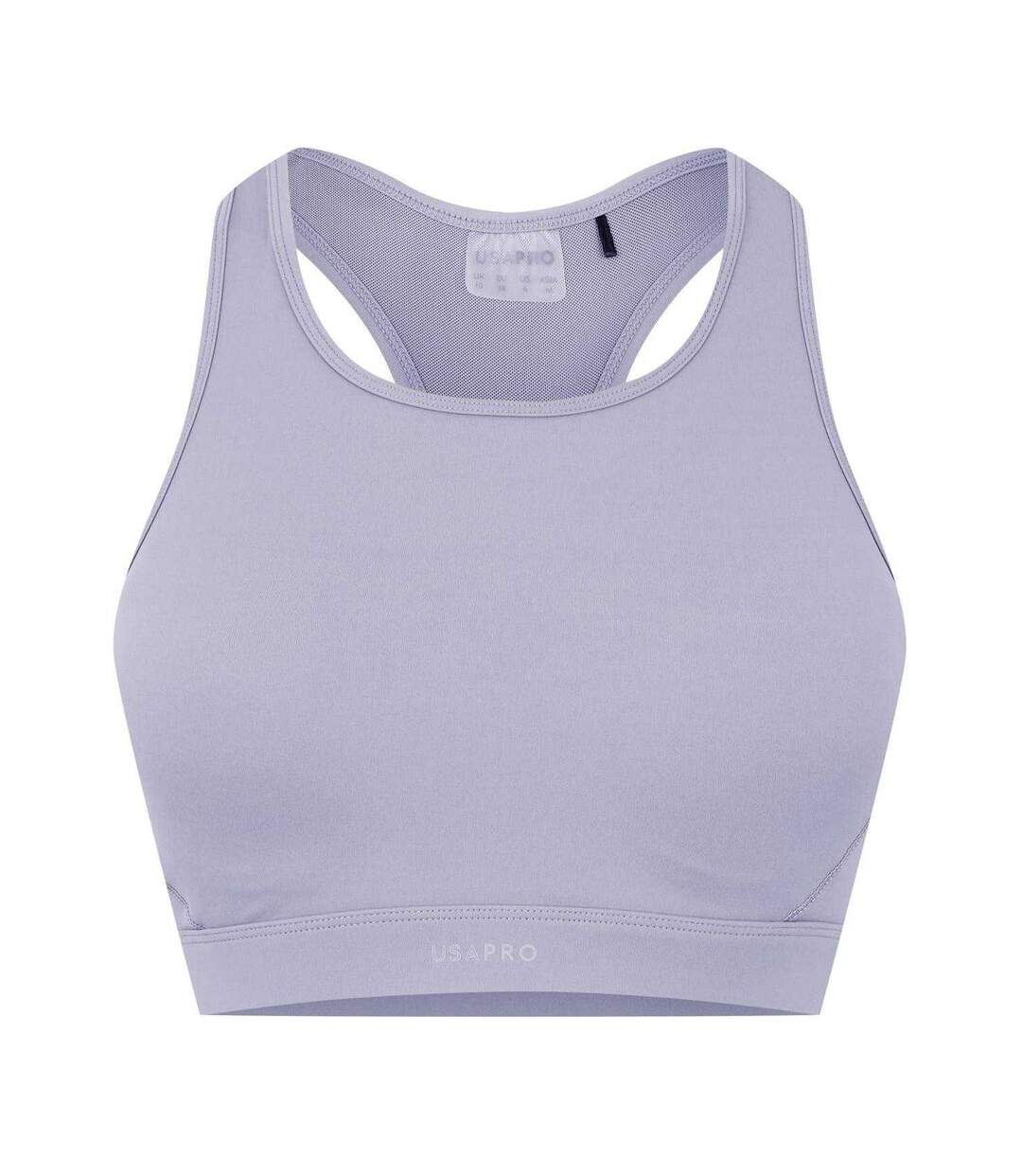 Womens/ladies Core Racerback Sports Bra Silver USA Pro-2
