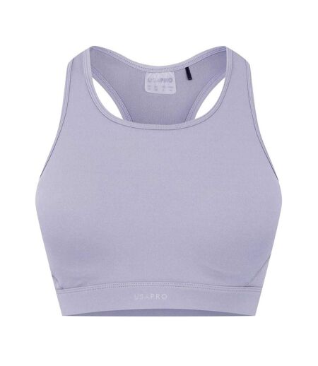 Womens/ladies Core Racerback Sports Bra Silver USA Pro