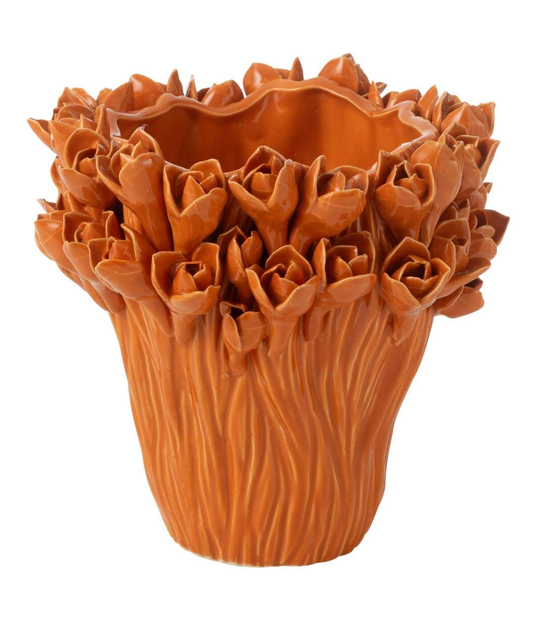 Vase Déco en Grès Ambrosia 19cm Orange-1