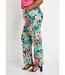 Pantalon large ceinture élastiquée feuillage-3