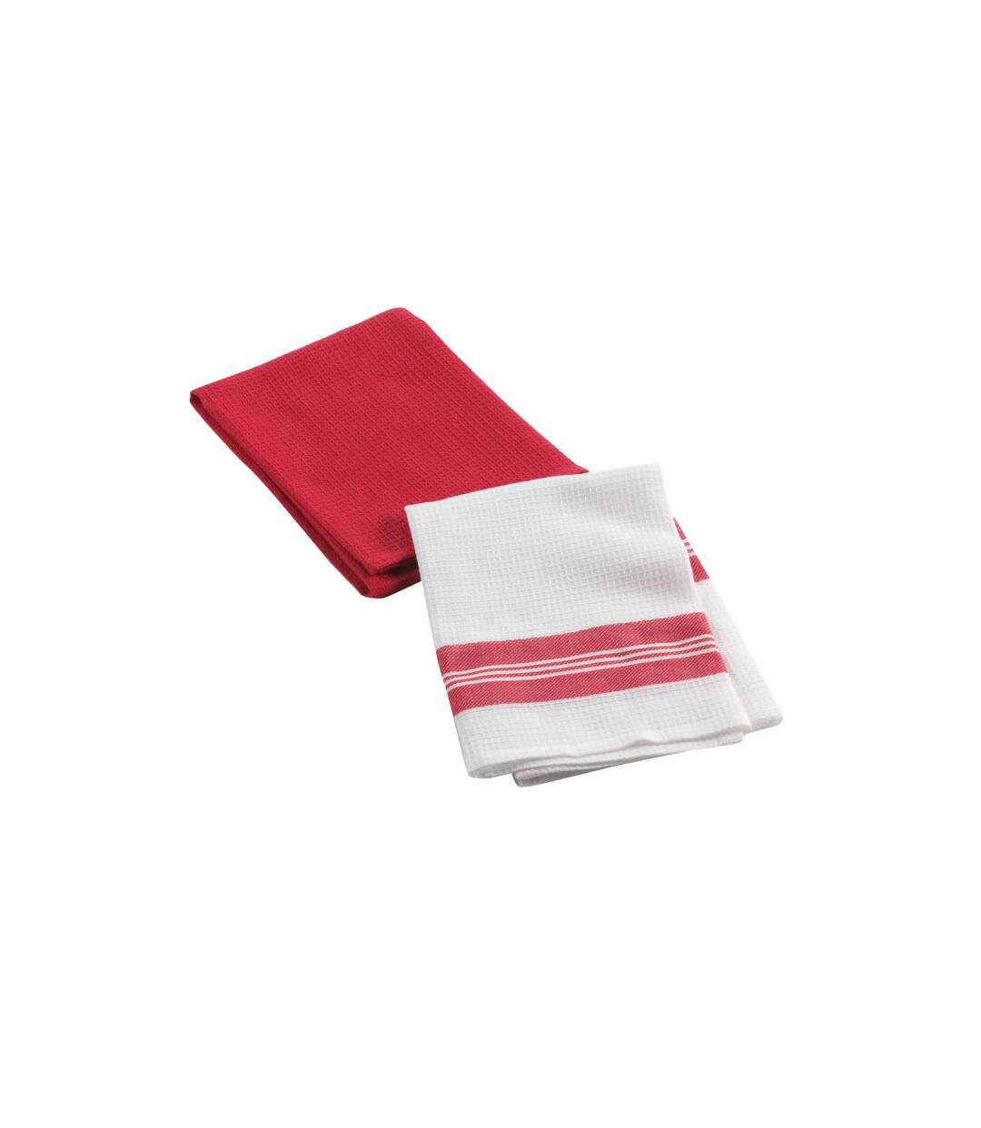 Lot de 2 Torchons Nid d'Abeille Au Bistrot 50x70cm Rouge-1