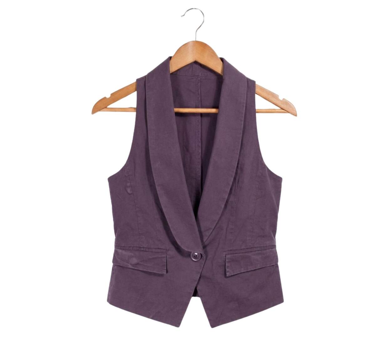 Gilet Blazer Court Sans Manches Coton Stretch Raisin - AXXANO-1