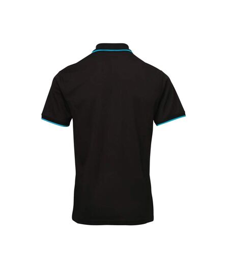 Mens Coolchecker Contrast Pique Polo Shirt Black Sunflower Premier