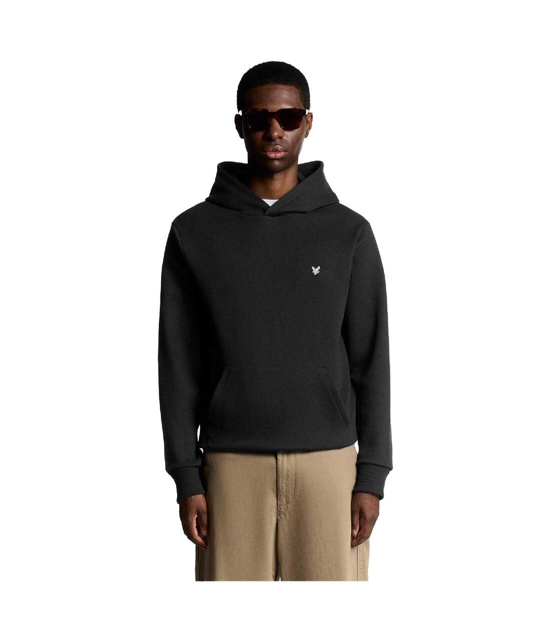 Mens Diagonal Weave Hoodie Black Lyle & Scott-2