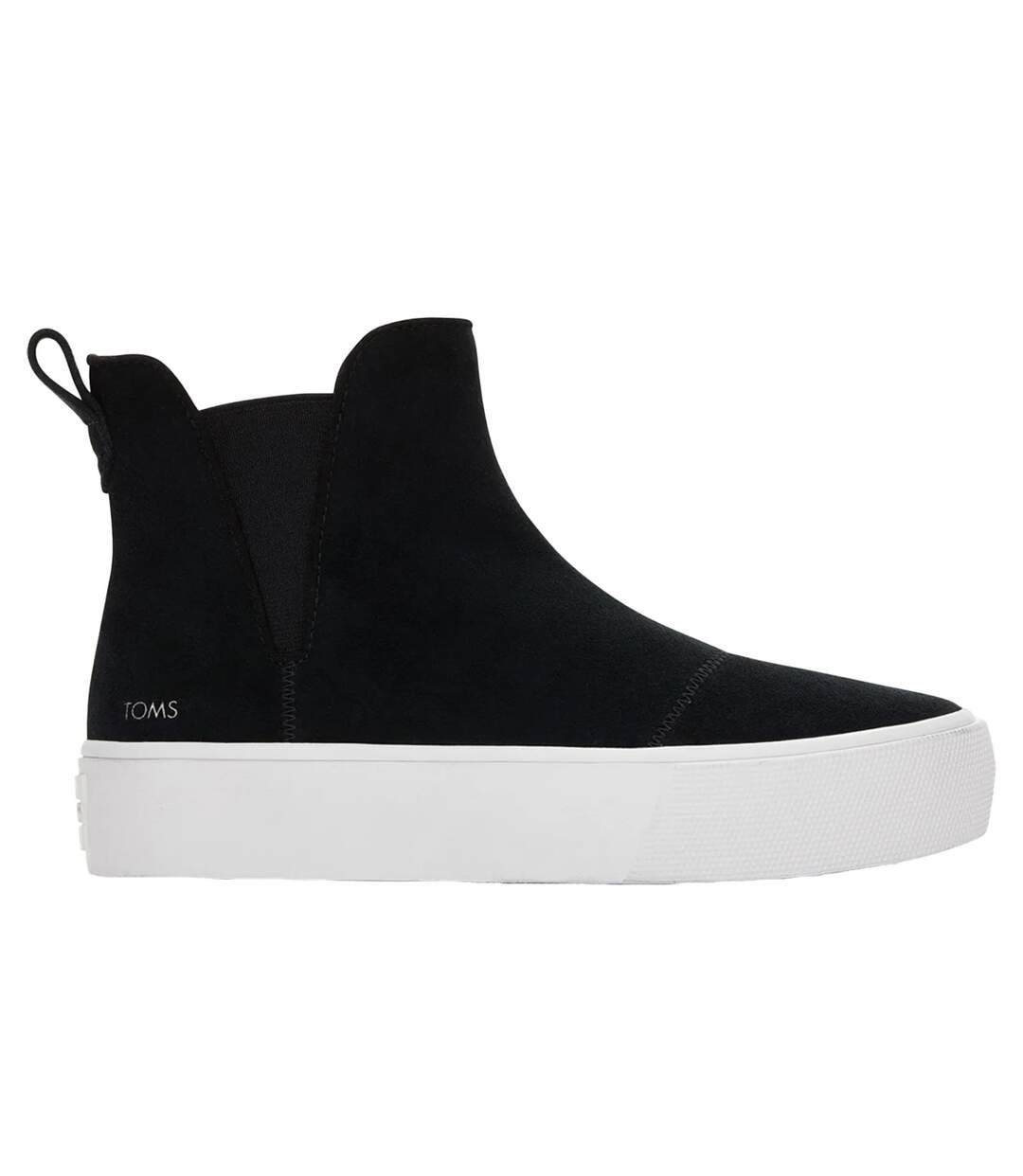 Womens/ladies Fenix Suede Platform Ankle Boots Black Toms-3