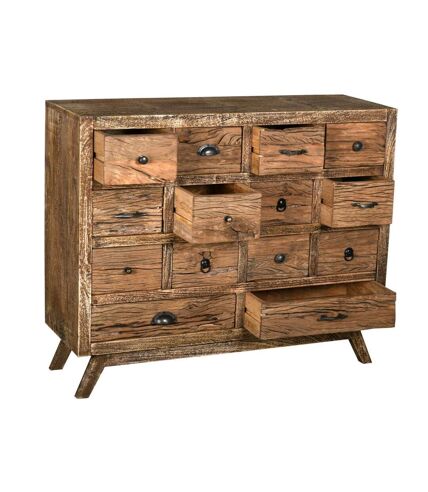 Commode en bois recyclé et métal 14 tiroirs