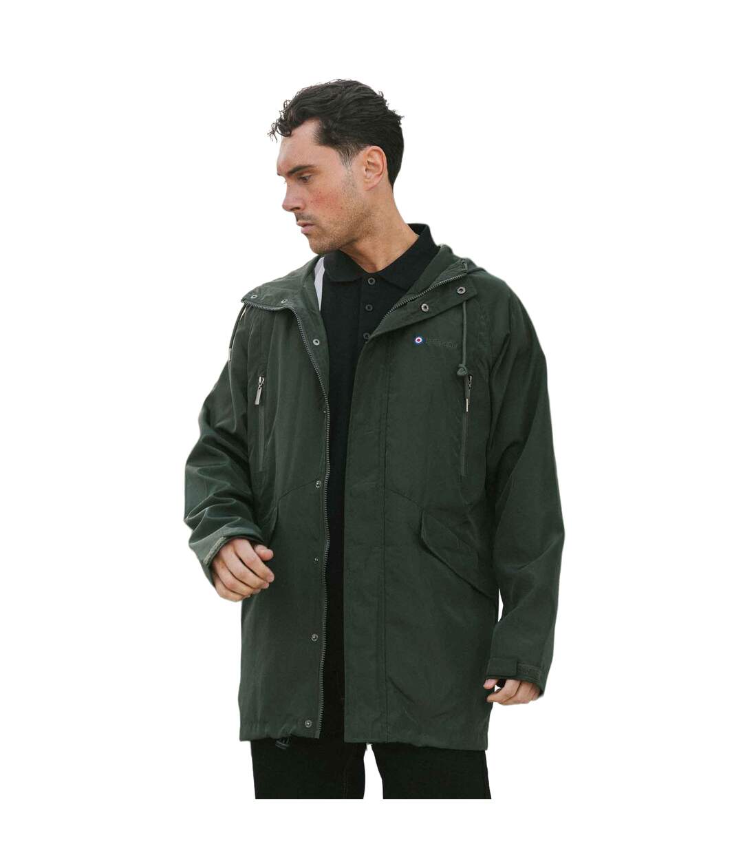 Mens Heaton Hooded Jacket Khaki Green Lambretta-1