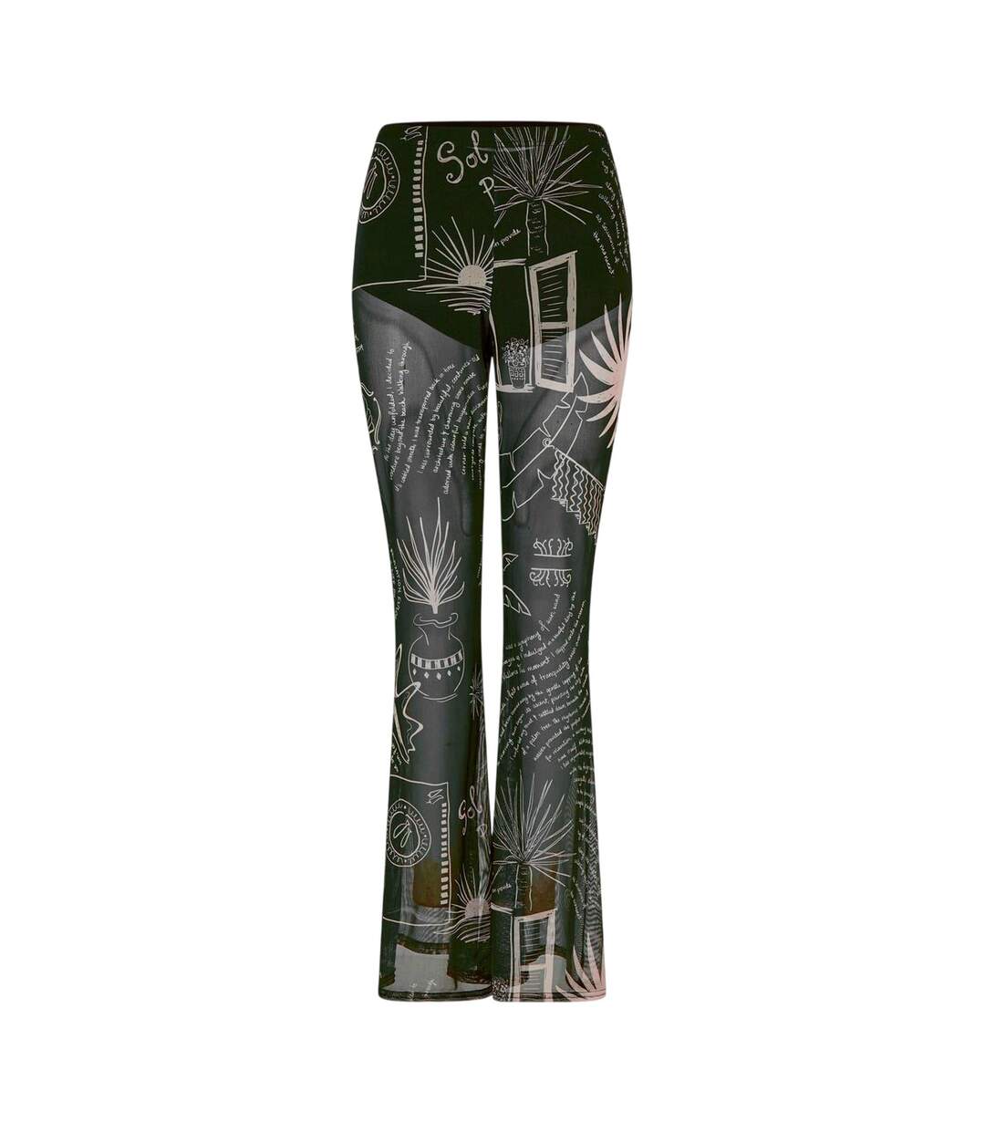 Pantalon Motif/style Palmier Femme Noir Blanc Never Fully Dressed-3