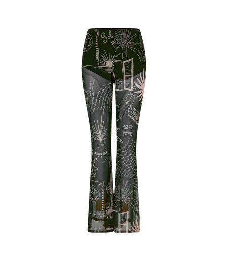 Pantalon Motif/style Palmier Femme Noir Blanc Never Fully Dressed