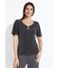 T-shirt brillant manches courtes col rond bijou-1