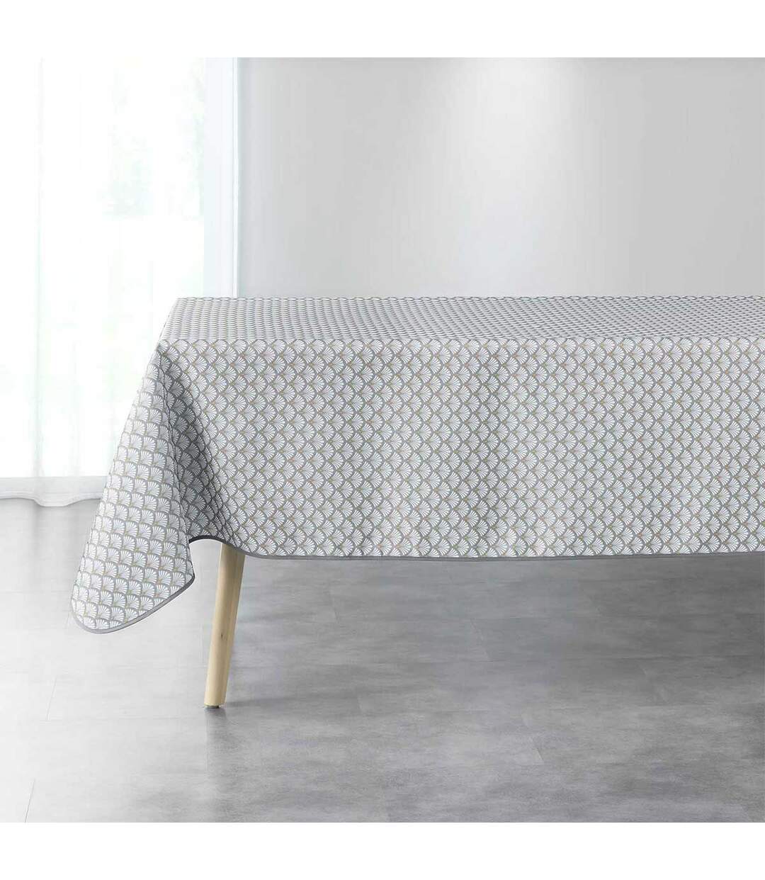 Nappe Imprimée Art Chic 150x240cm Gris & Blanc-1