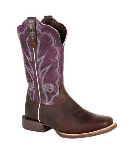 Womens/ladies Lady Rebel Pro Full Grain Leather Cowboy Boots Oilded brown Plum Durango