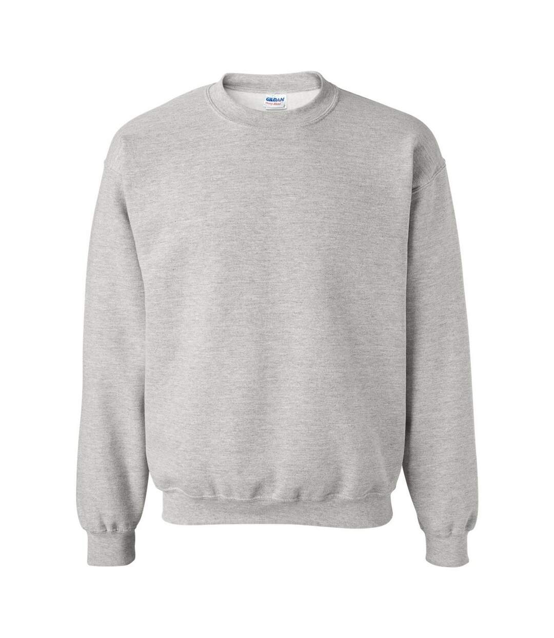 Unisex adult heavy blend crew neck sweatshirt ash grey Gildan-1