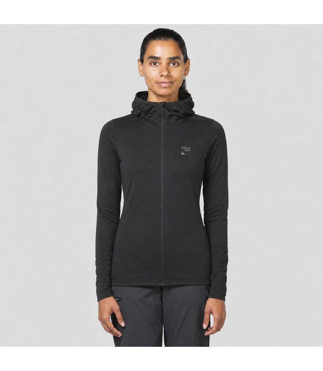 Ladies Soft Fleece Full Zip Hoody Top with Thumb Loops for Winter Hikes-3