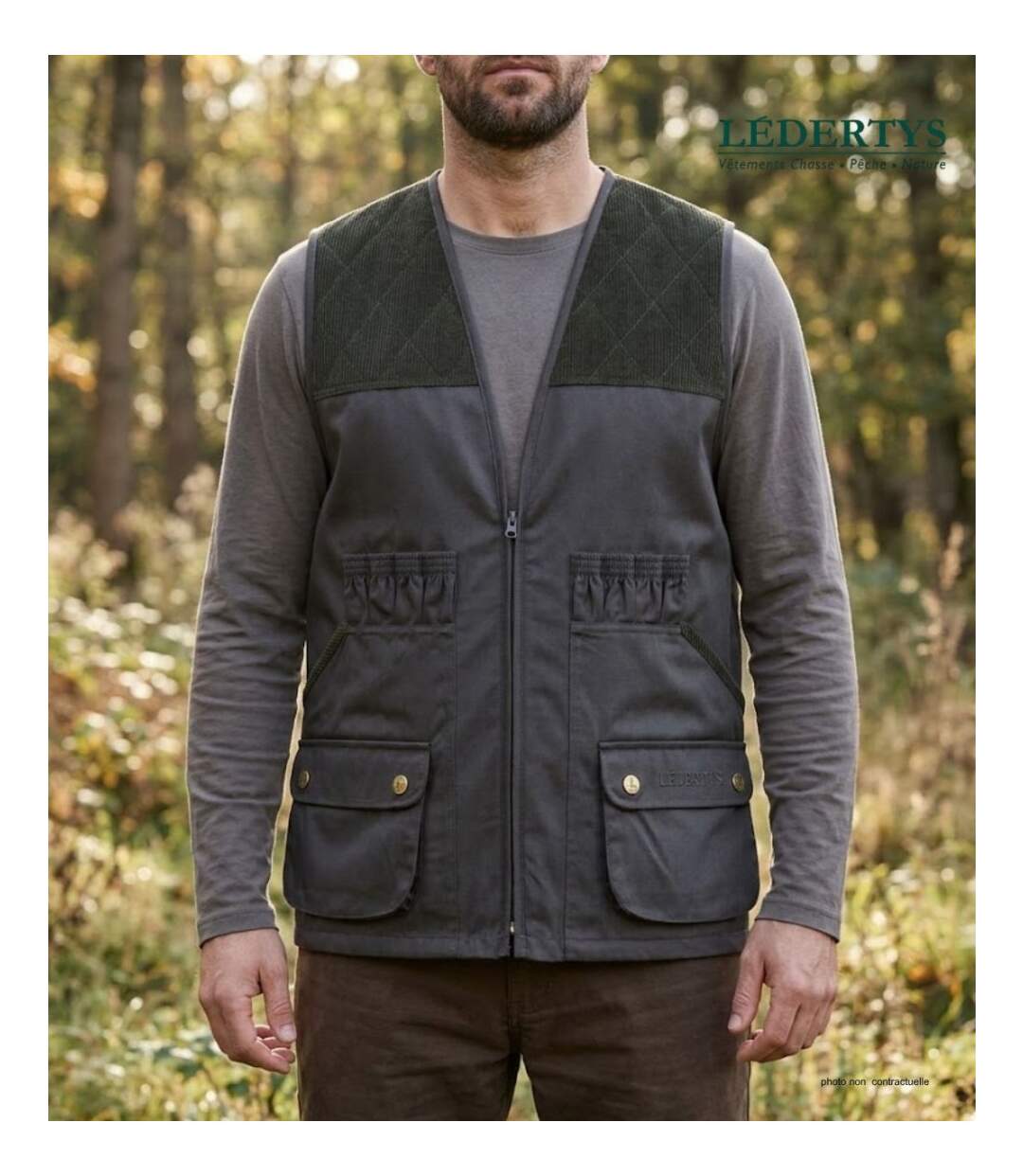 Gilet de Chasse LEDERTYS Classic LY0200 – Déperlant, Carnier PVC et Liberté de Mouvement-5