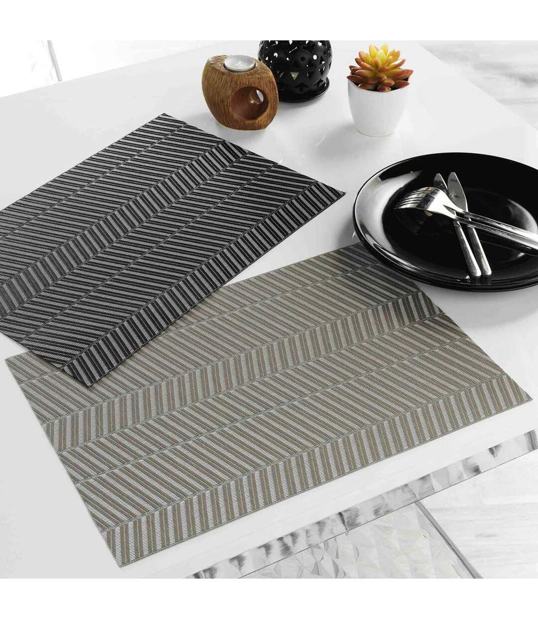 Set de Table Lizia 30x45cm Noir & Blanc-3