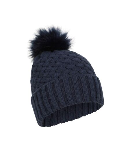 Womens/ladies Lisbon Pom Pom Borg Lined Beanie Navy Mountain Warehouse