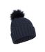 Womens/ladies Lisbon Pom Pom Borg Lined Beanie Navy Mountain Warehouse-4