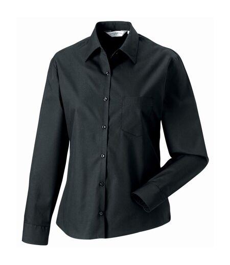 Jerzees Ladies/Womens Long Sleeve Pure Cotton Work Shirt (Black) - UTBC2734