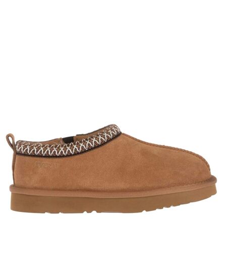Womens/ladies Wigeon Cow Suede Slippers Chestnut EverAu